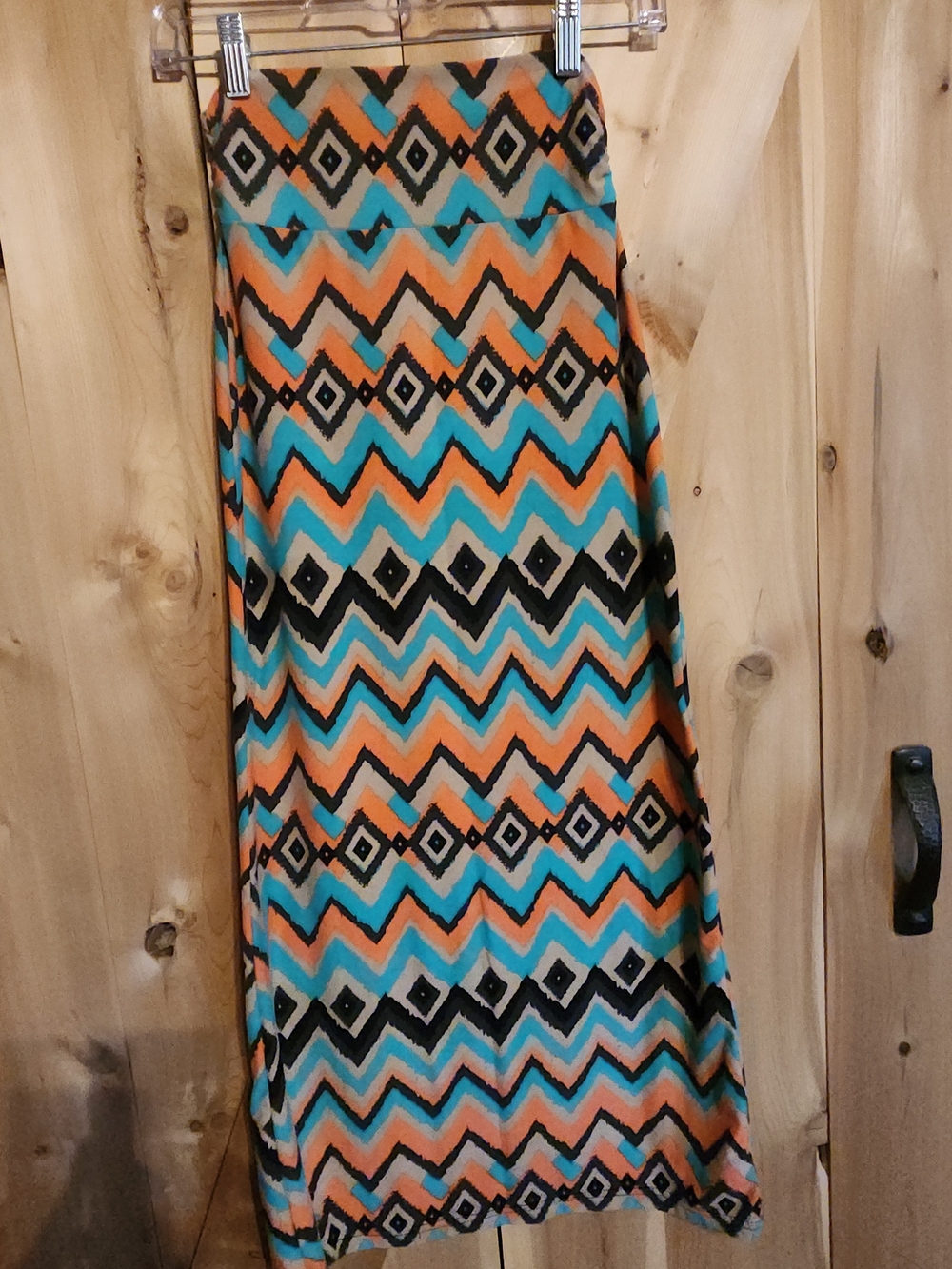 Rue21 Chevron Maxi Skirt in Teal, Orange & Black